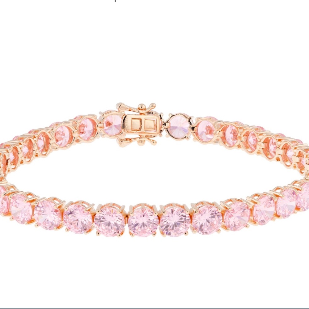 Bella Luce Pink CZ 18k Rose Gold over Sterling Silver Tennis Bracelet JTV